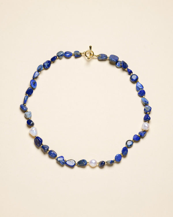 Lapis & Pearl Beaded Necklace - Zafari Studio Jewelry
